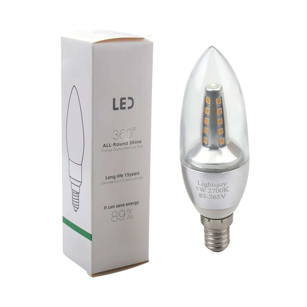 Lightsjoy Household LED candle bulb e14 small screw pointed bubble 5W/7W/9W/12W crystal chandelier energy-saving bulb.