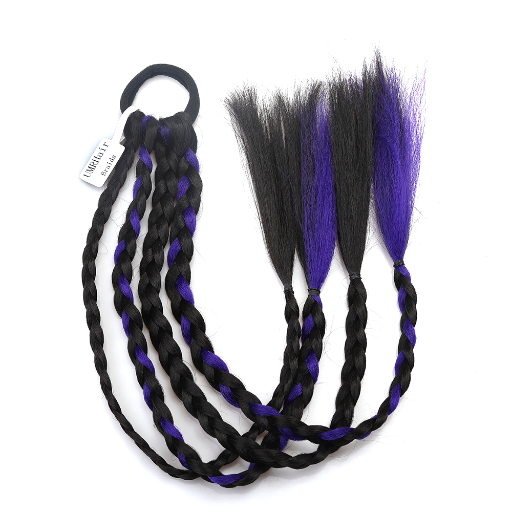UMRHair Braid wig braid high ponytail four braid Fried Dough Twists braid purple