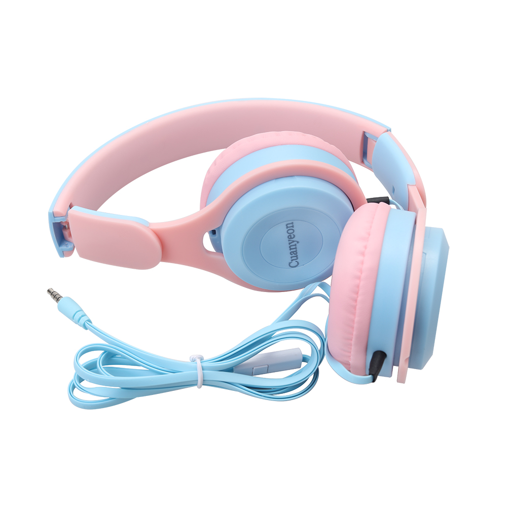 Cuanyeon Adult & Kids Wired Headphones with Microphone, Foldable Adjustable Stereo Headphones for Computer & Laptop.
