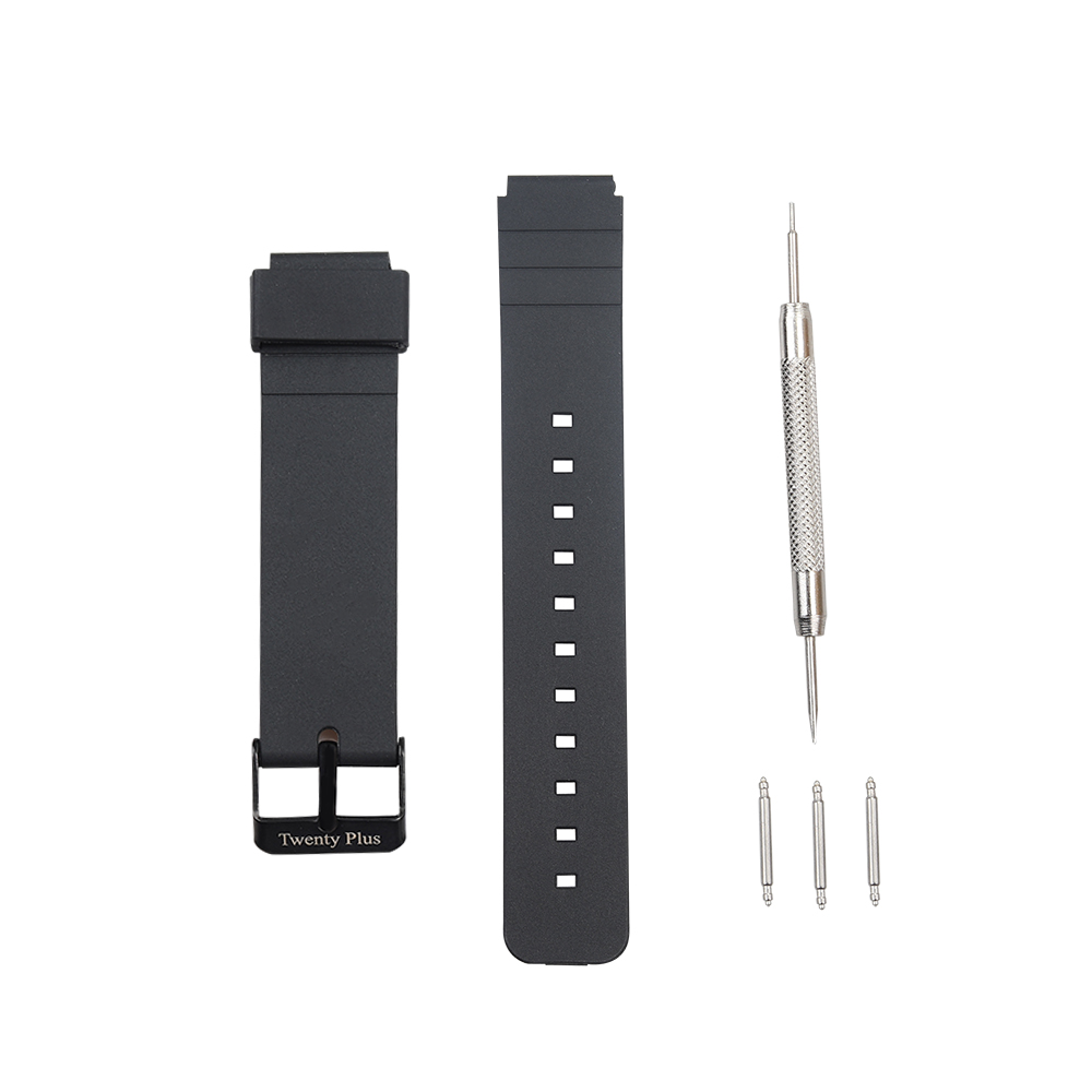Twenty Plus 18mm Watch band,Black Silicone strap suitable for both men and women's watches