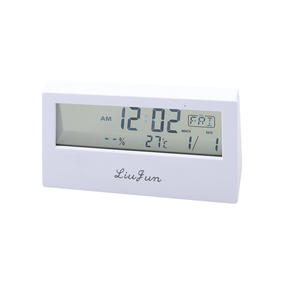 LIU JUN Alarm clock, weather clock, desktop digital minimalist alarm clock, student luminous transparent version