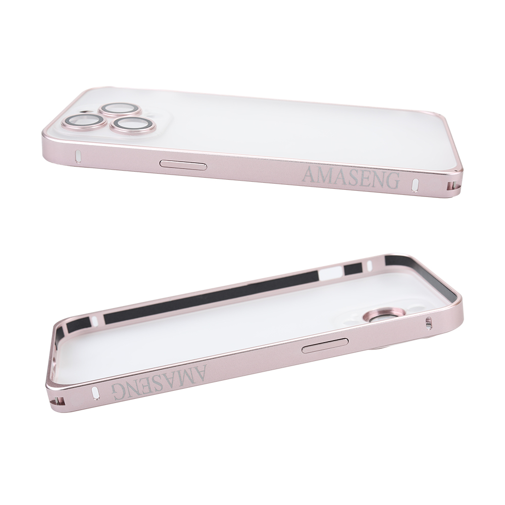 AMASENG Smart phone case with metal border, transparent phone case, anti drop and wear-resistant phone case
