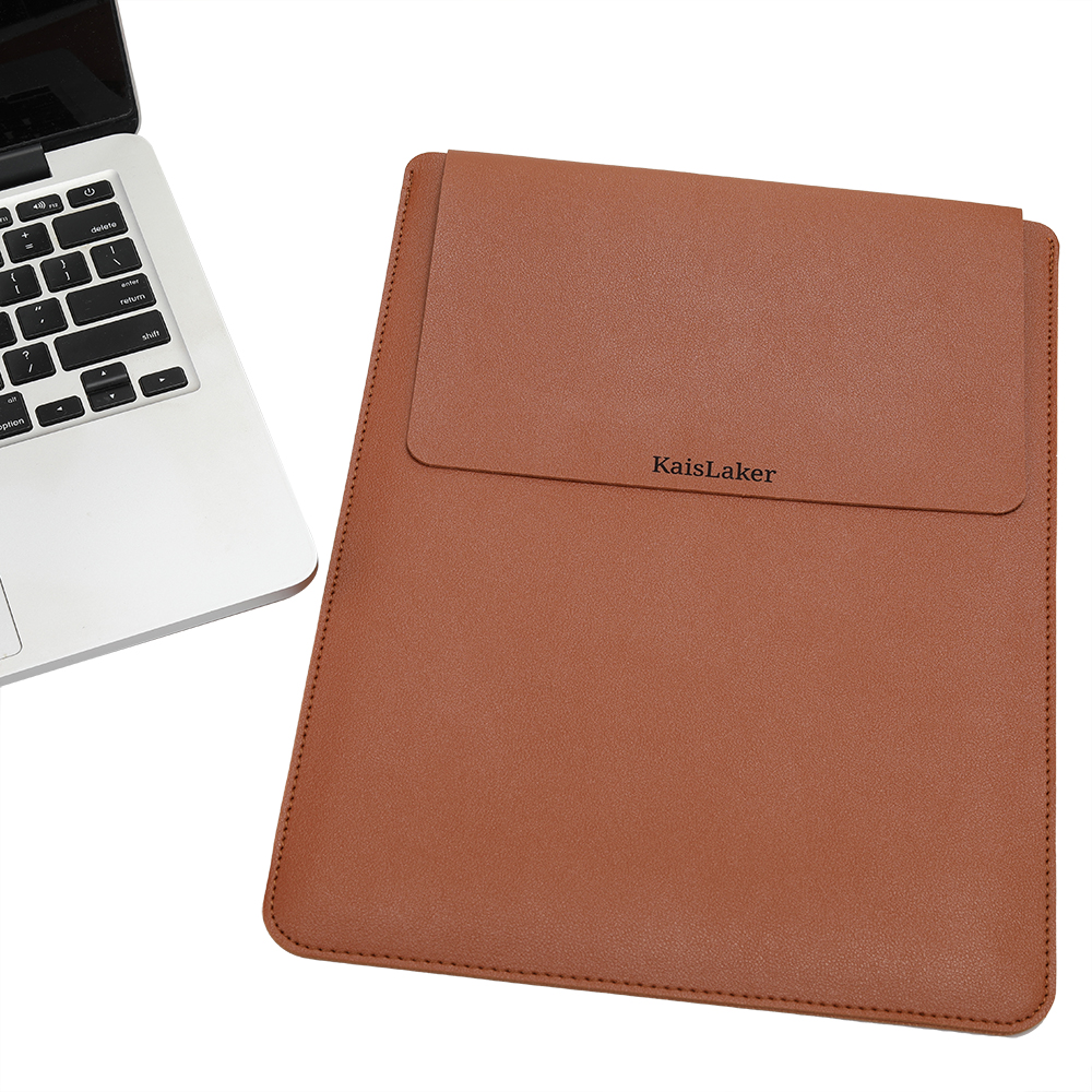 KaisLaker Leather Laptop Sleeve - Shockproof, Scratch Resistant, Lightweight, Portable and Compatible with 13-14 Inch Ultrabook - Brown