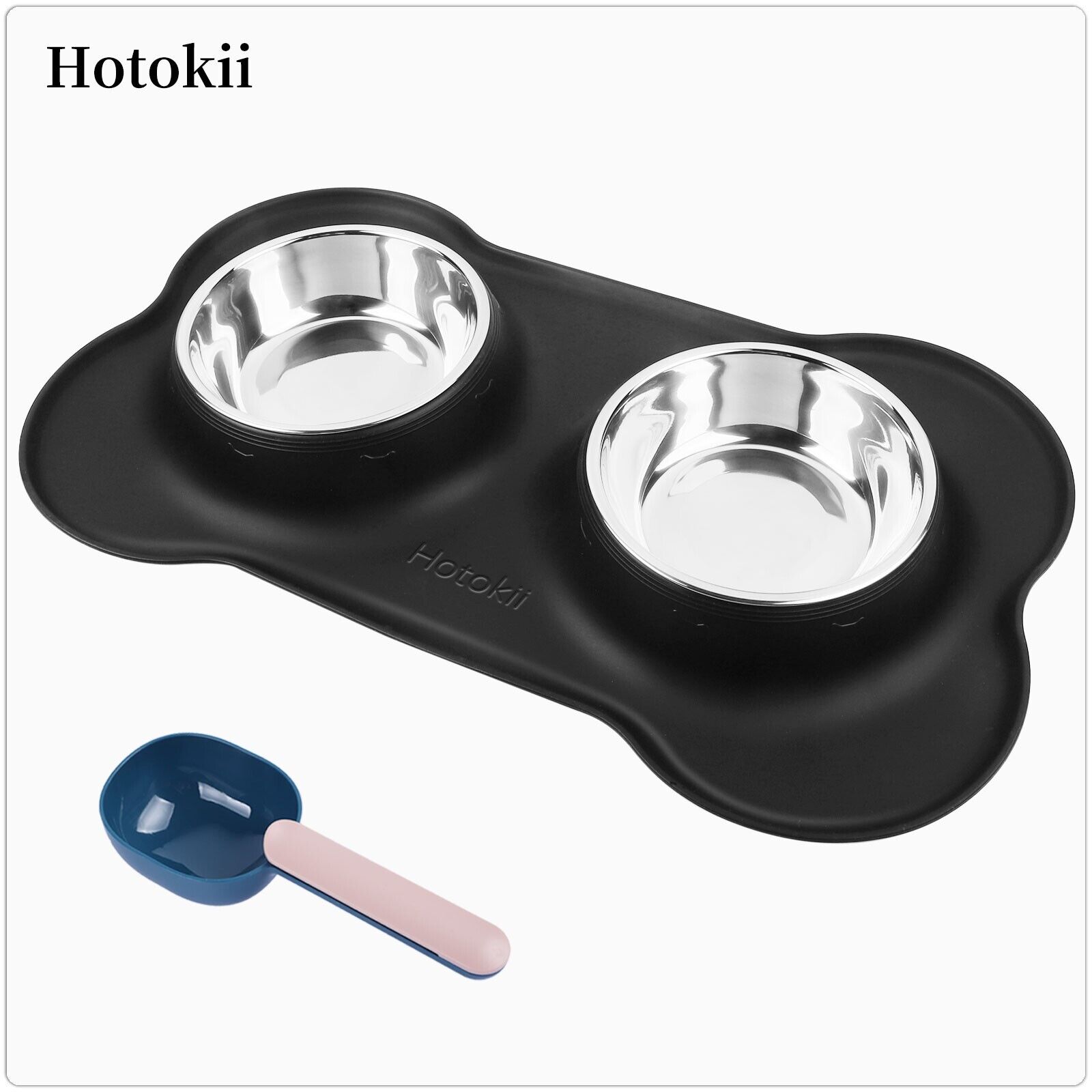 Hotokii Dog Bowl Stainless Steel Anti Gulp Pet Dog Cat Double Feeding Bowls