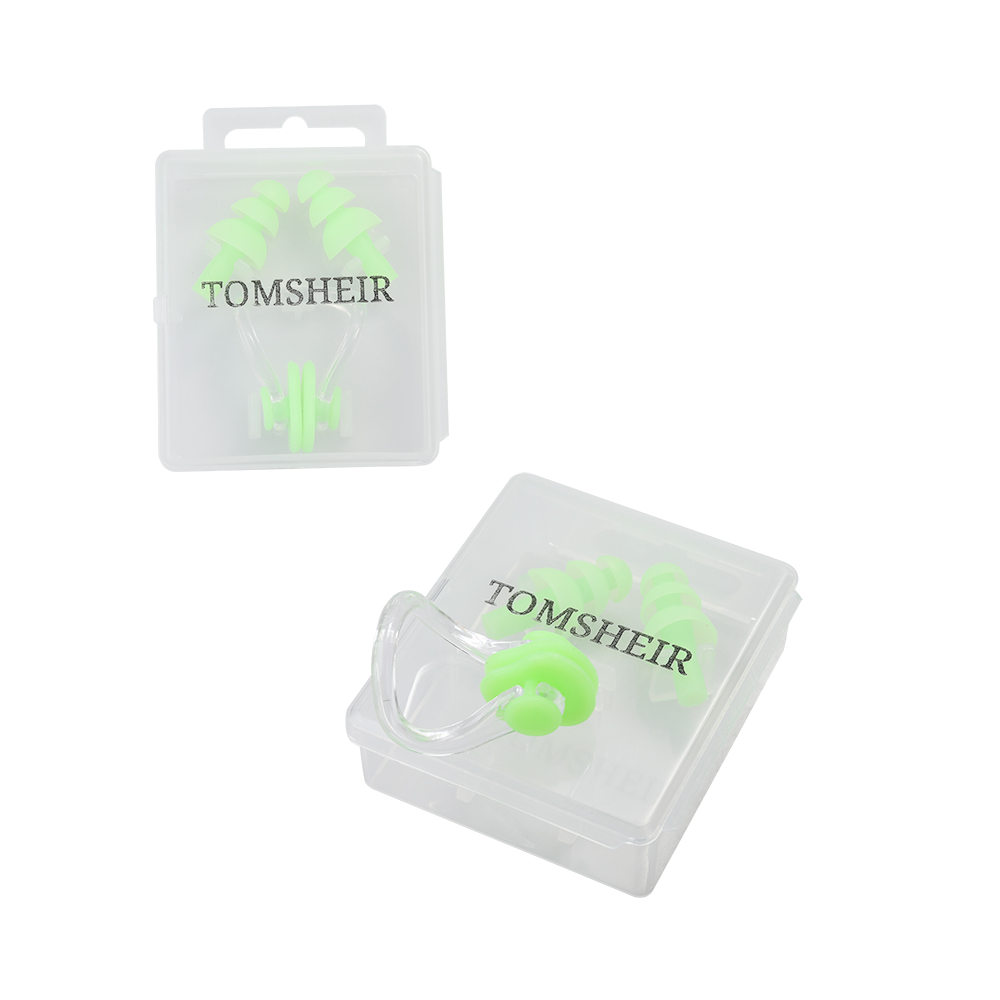 TOMSHEIR Earplugs Nose Clips- Waterproof Soft Comfortable Silicone, Non-Slip, Box Package, Perfect for divers and swimmers.