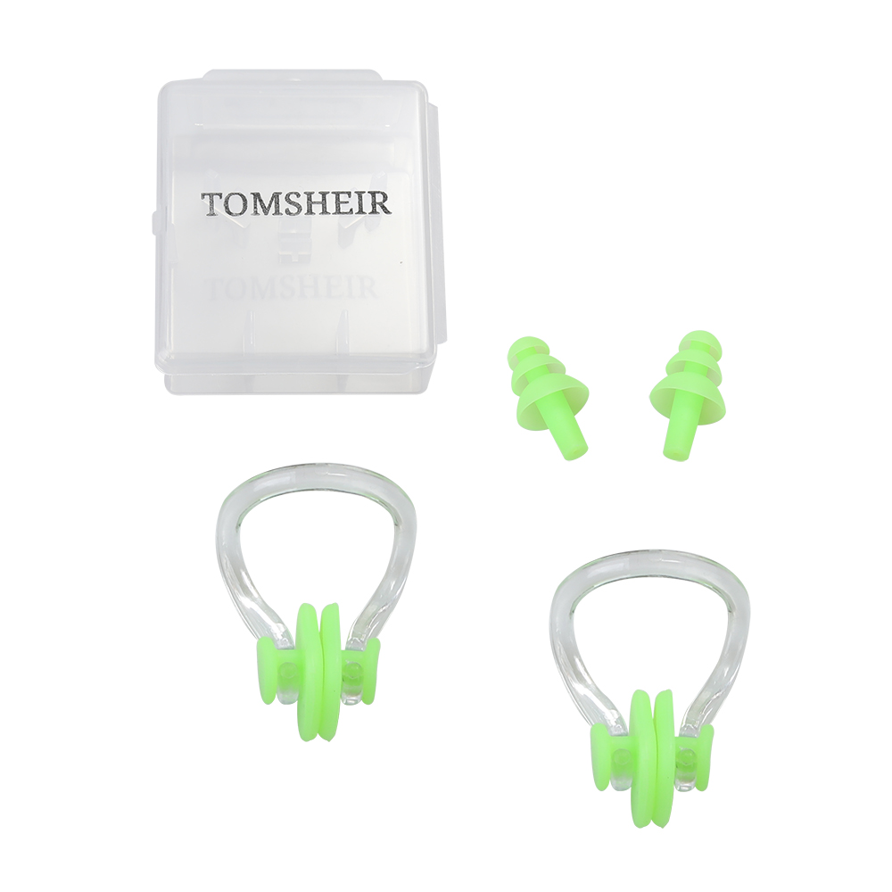 TOMSHEIR Earplugs Nose Clips- Waterproof Soft Comfortable Silicone, Non-Slip, Box Package, Perfect for divers and swimmers.