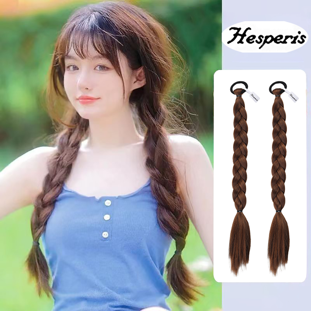 HESPERIS Braids,Ponytail Straight Wrap Around Hair Extensions Ponytail Natural Soft Synthetic Braids for Daily Wear.