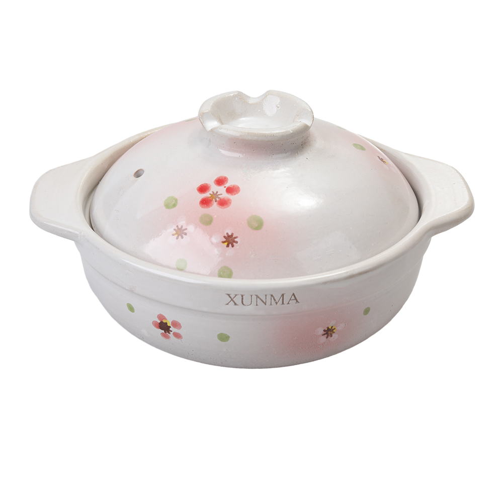 XUNMA Japanese-Style High-Temperature Resistant Small Ceramic Casseroles with Lid, Used for cooking, stewing dishes, and soups (24oz).