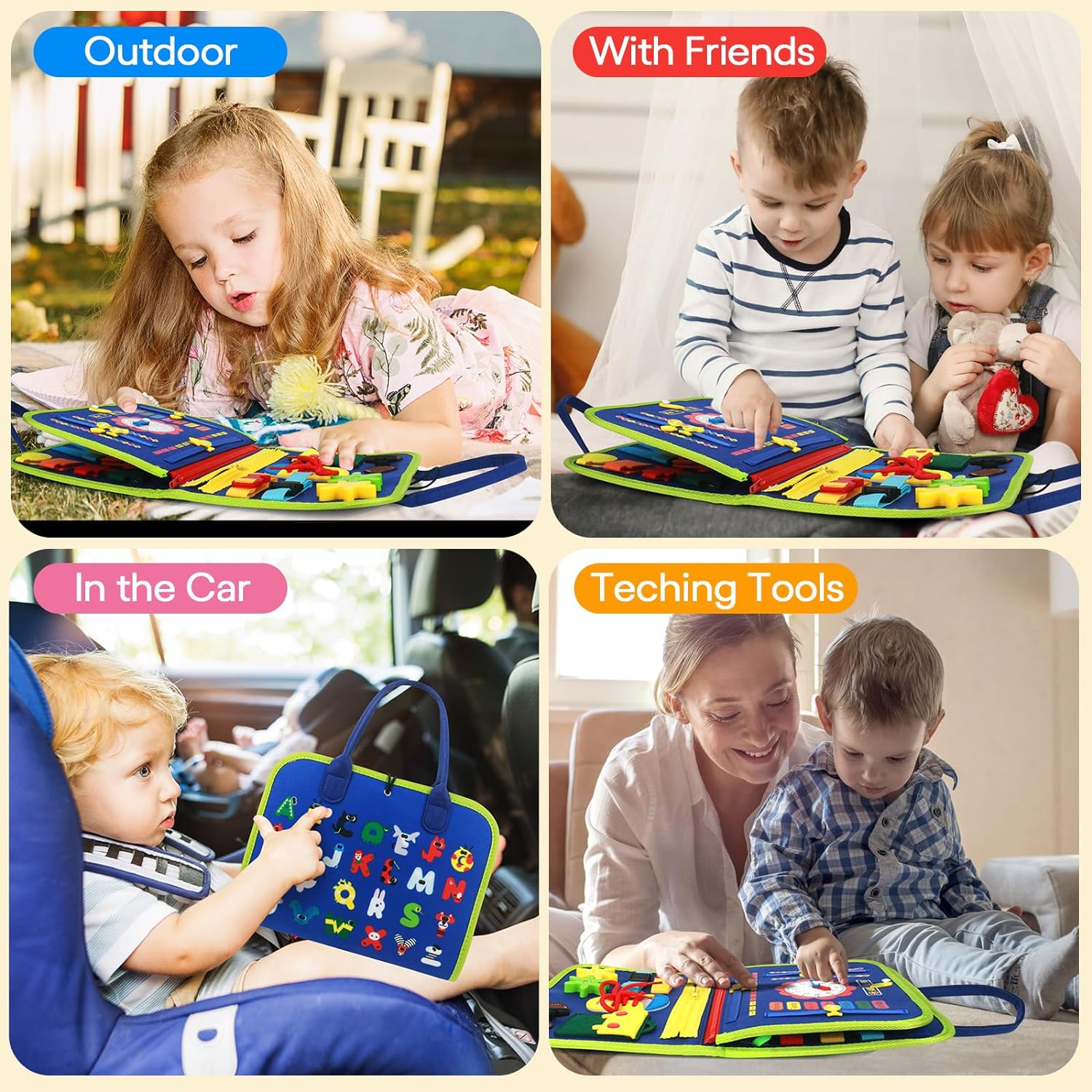 PKQP Busy Board Montessori Toys for 3 4 Year Old Boy Airplane Travel Essentials Kids Learning Toy